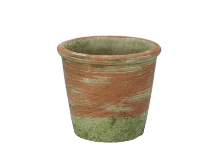 <h4>Cement Pot Oud Groen Rood 14x12cm</h4>
