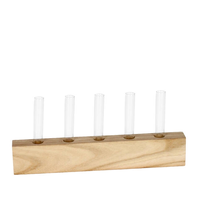 <h4>Houten standaard Oyama 25,5x2,8xH4,5cm glas x5 FSC</h4>