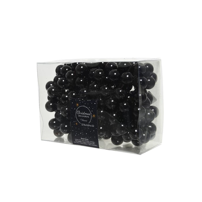 <h4>KERSTBAL GLASS 20MM ON WIRE 144PCS BLACK</h4>