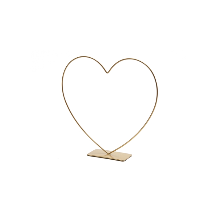 <h4>METAL HEART STANDING ON BASE 39CM GOLD</h4>