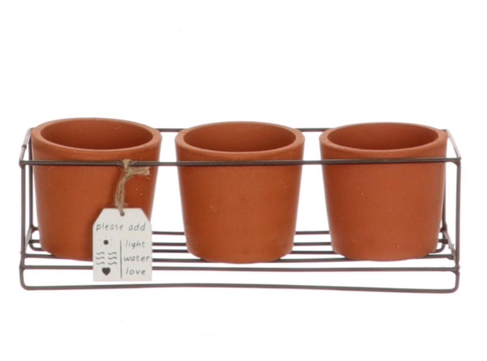 <h4>Deco Hold. Wire Potsy 3 Pots 29.5x9.7x9.3 Red</h4>