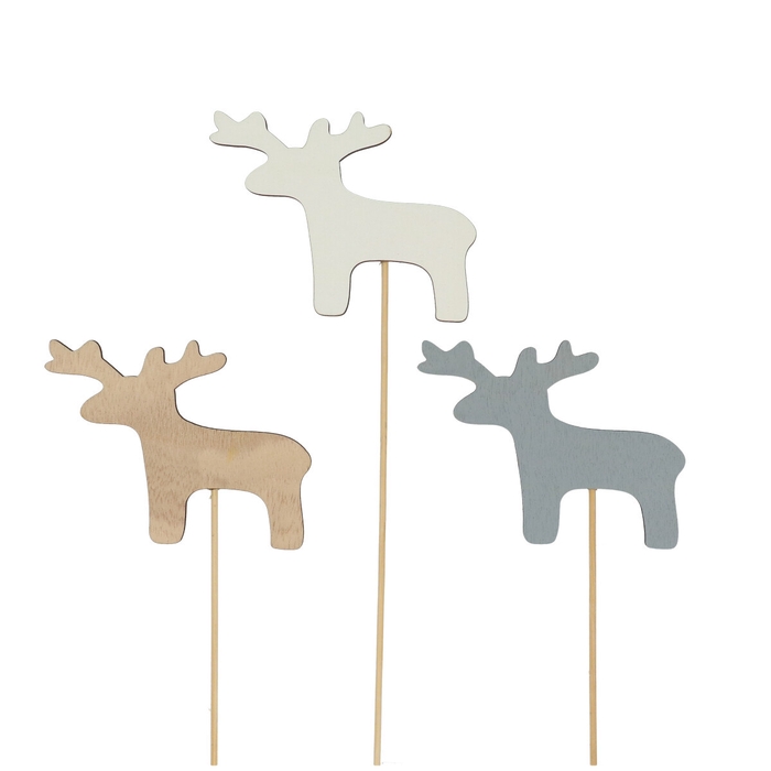 <h4>Christmas sticks 20cm Wood reindeer d07cm</h4>