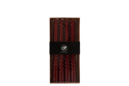 <h4>Kaars Crown Twist Bordeaux Per 4 2x20cm</h4>