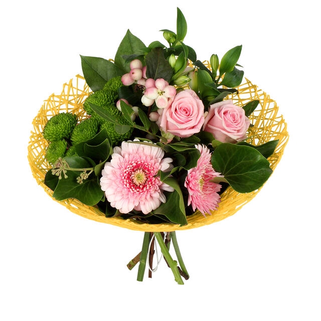 <h4>Boekethouder Twist papier Ø20cm geel</h4>