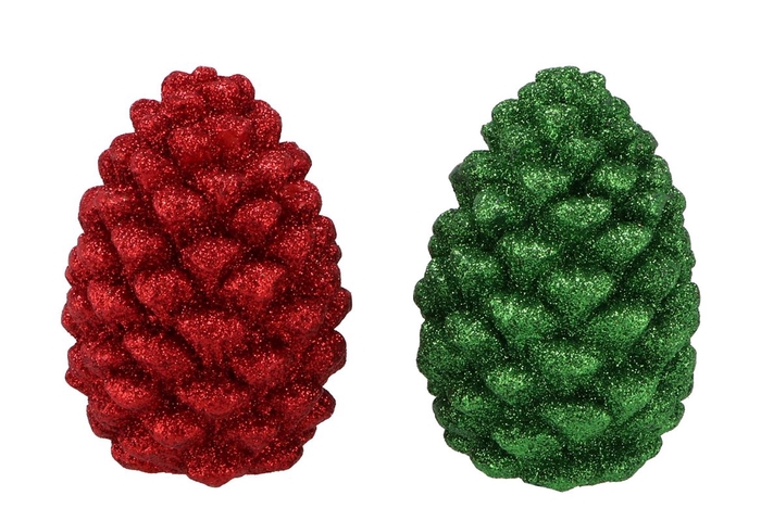 <h4>Jingle red/green pinecone ass 9x9x13cm</h4>