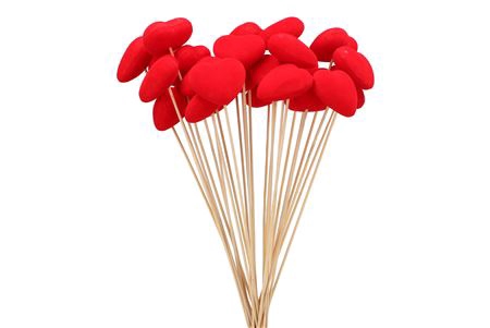 <h4>Bijsteker Hart Vilt Rood 6x6+stok 50cm P/25</h4>