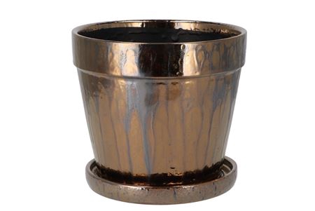 <h4>Sienna Pot+schotel Metal 20x17cm</h4>