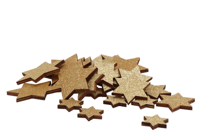 <h4>Natuur ster schors gold glitter 24st</h4>