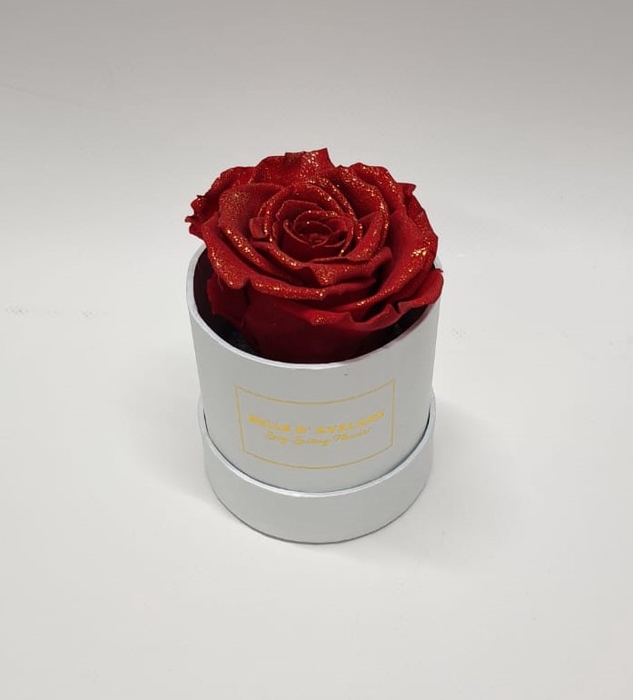 Box rd 8cm glitter wit-rood
