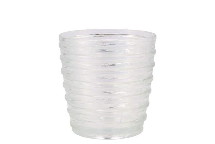<h4>Glass Pot Ribbed 13x13cm</h4>