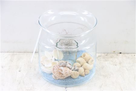 <h4>Arr Glass Milk Can S Blue Sand And Shells</h4>