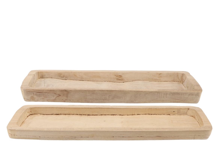 <h4>Wood natural tray rectangle 55x21x4cm s/2</h4>