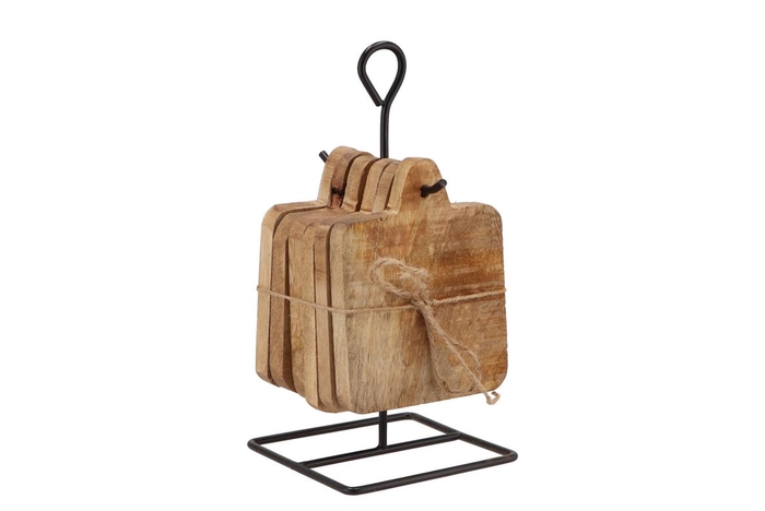 <h4>Deco mango wood coasters set of 6 with stand 11x22</h4>