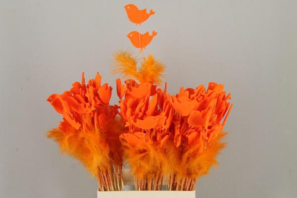 <h4>Stick Feather+prl+bird Orange</h4>