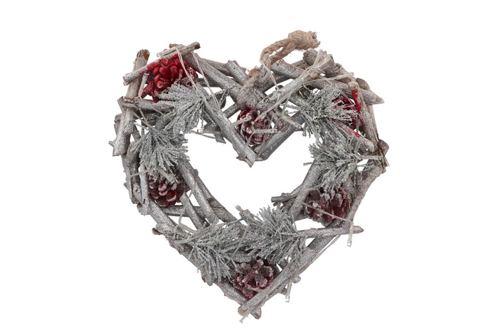 <h4>Wooden heart with glitters and lights 30x30h6cm</h4>