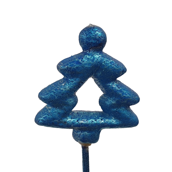 <h4>Styropor Christmass tree on stem Metalic Antique Blue with glitter</h4>