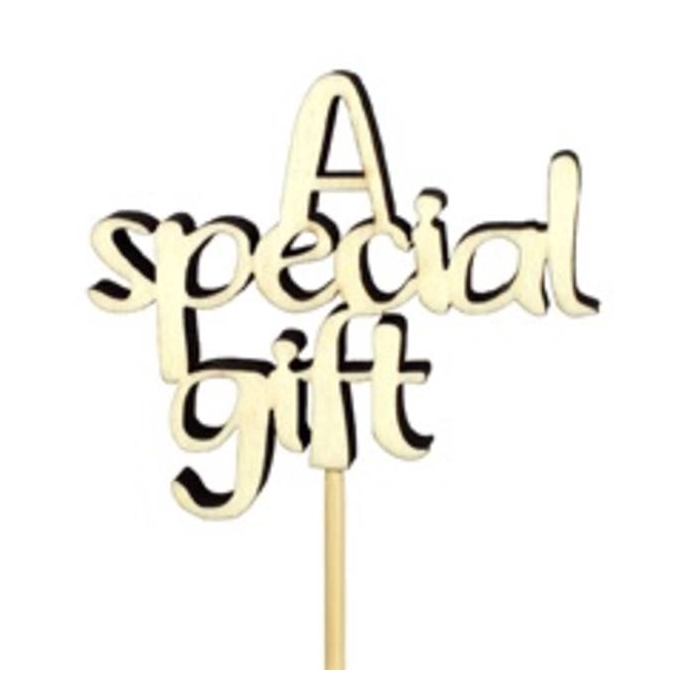 <h4>Bijsteker A Special Gift Hout 8,5x7,5+12cm Stok</h4>
