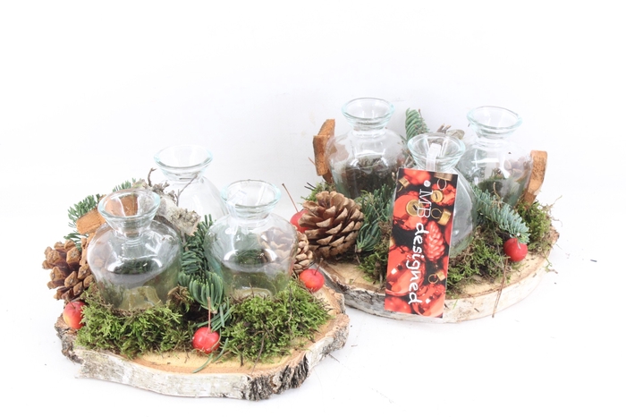 <h4>arr2 MB649 - Hout schijf 3fles Kerst</h4>