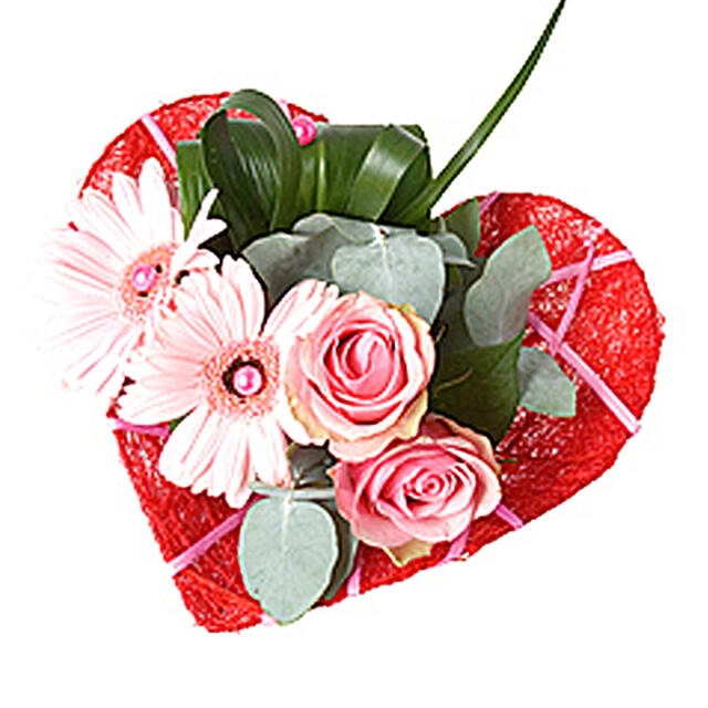 <h4>Bouquet holder sisal heart Ø15cm Deco-line red</h4>
