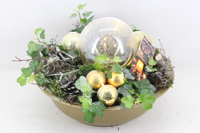 <h4>arr5 Kerst MB482 - Zink schaal gold led ball</h4>