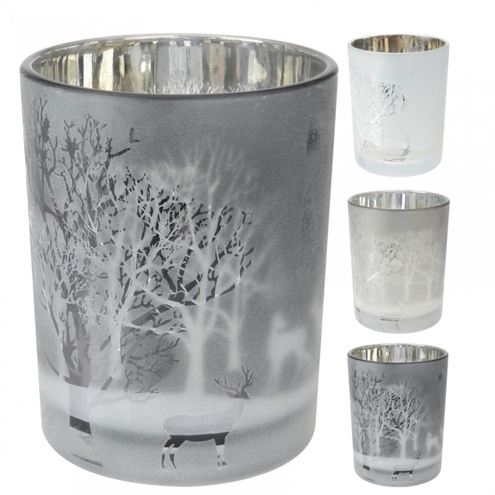 <h4>Kerst Glas theelichthouder d10*12cm</h4>