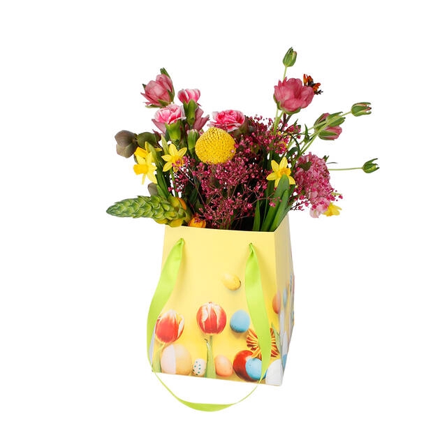 <h4>Bag Flowering Easter cardboard 12x15xH18cm yellow</h4>