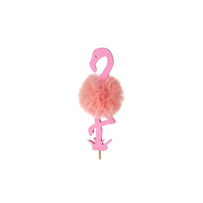 <h4>Bijsteker Flamingo Fluffy 14x5cm + 50cm Stok Roze</h4>