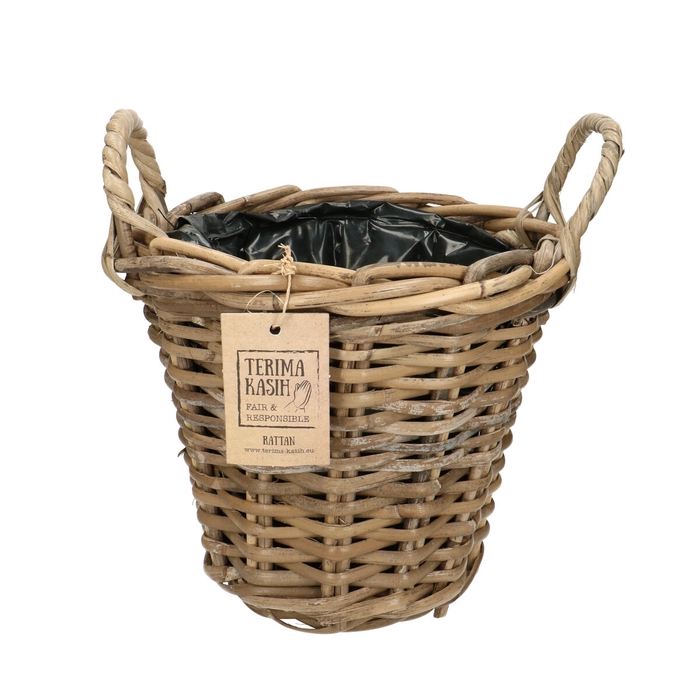 <h4>Baskets Eco Rattan pot+handle d25*22cm</h4>