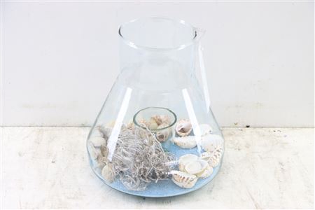 <h4>Arr Glass Flask Blue Sand And Shells</h4>