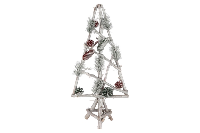 <h4>Wooden christmastree flat with glitters and lights</h4>