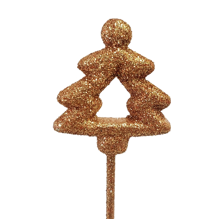 <h4>Styropor Christmass tree on stem Antique Gold with glitter</h4>