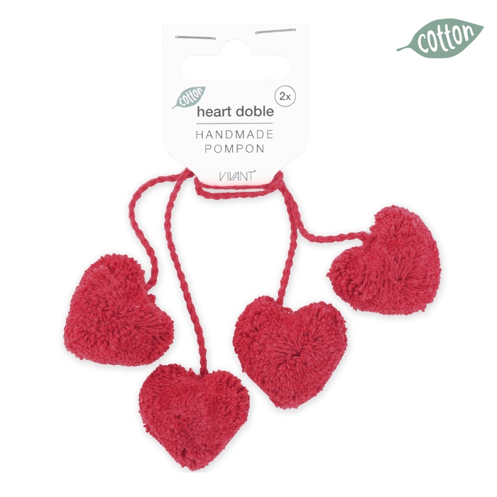 <h4>Decoratie Hart pompon 3cm x2</h4>