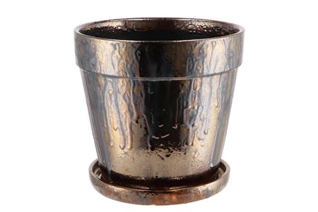 <h4>Sienna Pot+schotel Metal 23x21cm</h4>