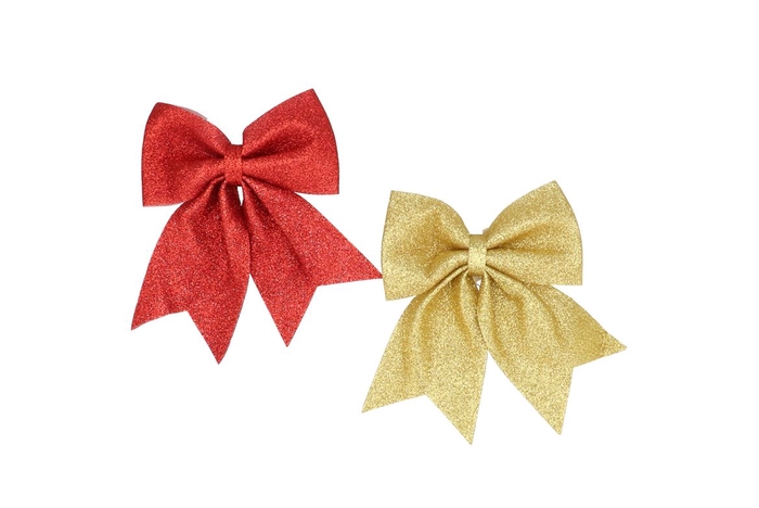 <h4>Deco shine bow red/gold 12x13cm ass p/2</h4>