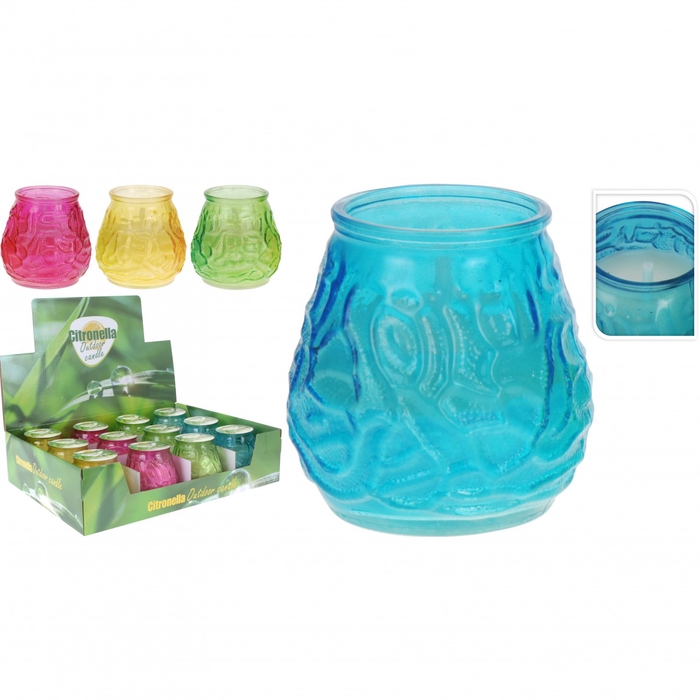 <h4>Candle Glass citronella d9*10cm ass</h4>