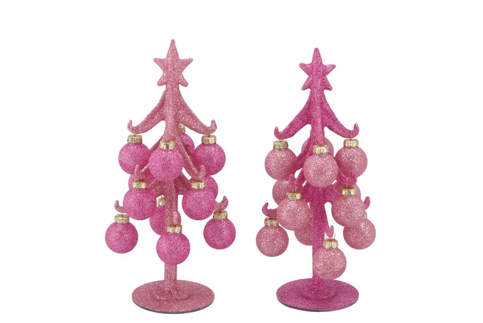 <h4>Sparkly fuchsia/pink x-mas tree ass 8x20cm</h4>