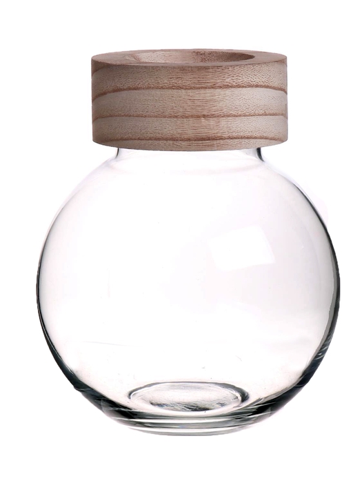 <h4>DF01-540013100 - Bottle glass Socorro d9/15xh18 cl.+wood</h4>