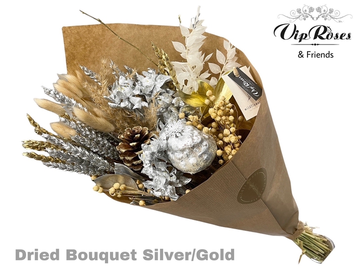 <h4>DRIED BOUQUET SYLVESTER SILVER/GOLD</h4>