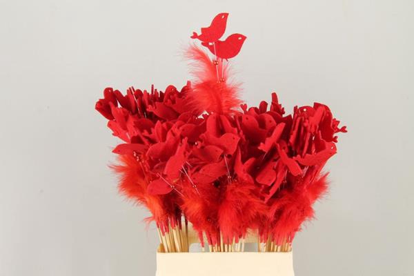 <h4>Stick Feather+prl+bird Red</h4>