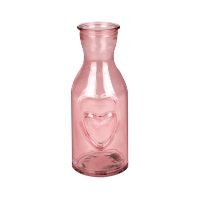 <h4>Glas Monrovia + hart Ø6,5xH16cm transparant roze</h4>