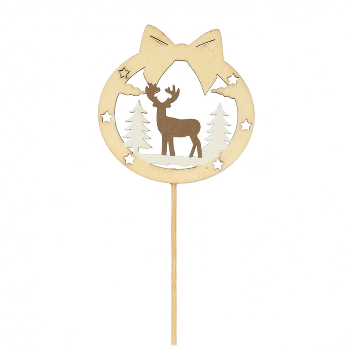 <h4>Kerst bijsteker 50cm Rendier hout 8cm</h4>