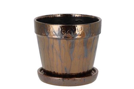 <h4>Sienna Pot+schotel Metal 15x13cm</h4>