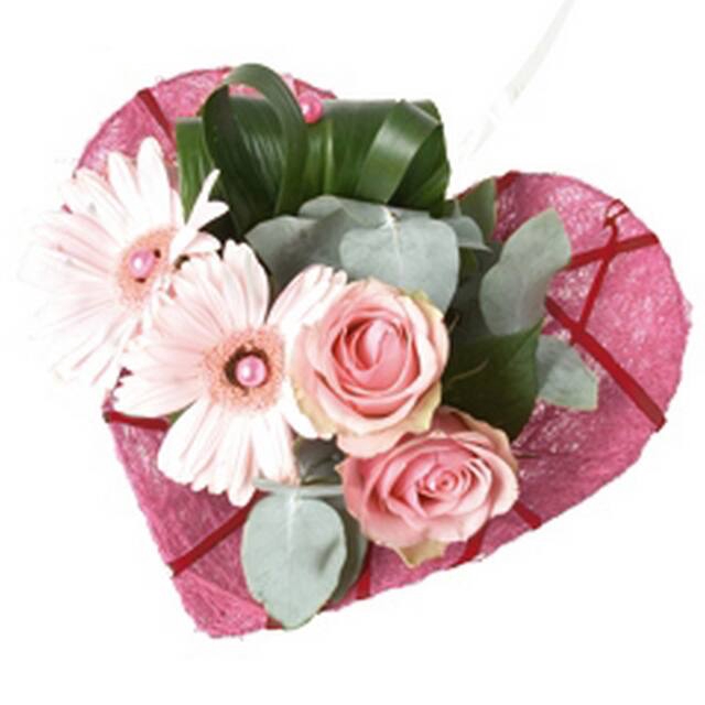 <h4>Bouquet holder sisal heart Ø25cm Deco-line pink</h4>