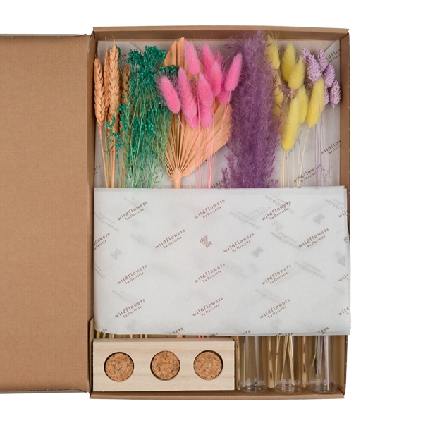 <h4>Droogbloemen-Flowers in Letterbox with Vases 35cm-Pastel</h4>