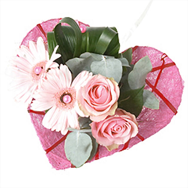 <h4>Bouquet holder sisal heart Ø15cm Deco-line pink</h4>