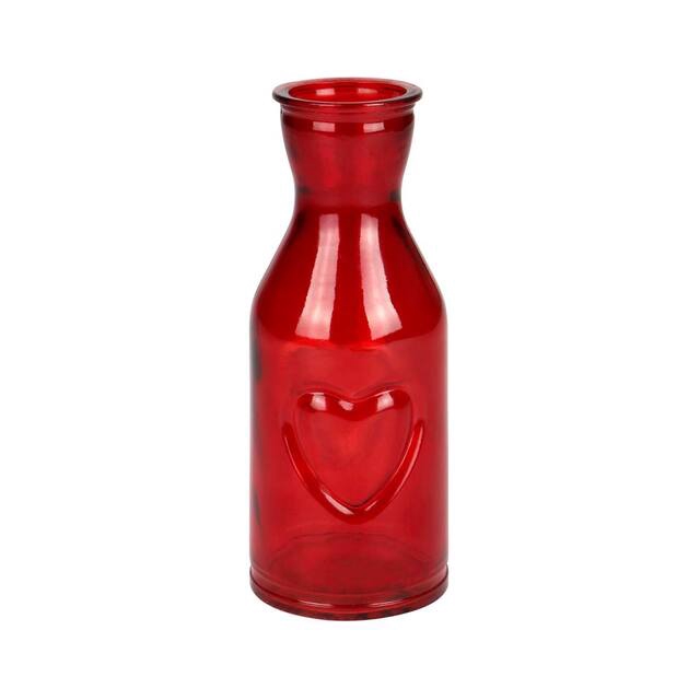 <h4>Glas Monrovia + hart Ø6,5xH16cm transparant rood</h4>