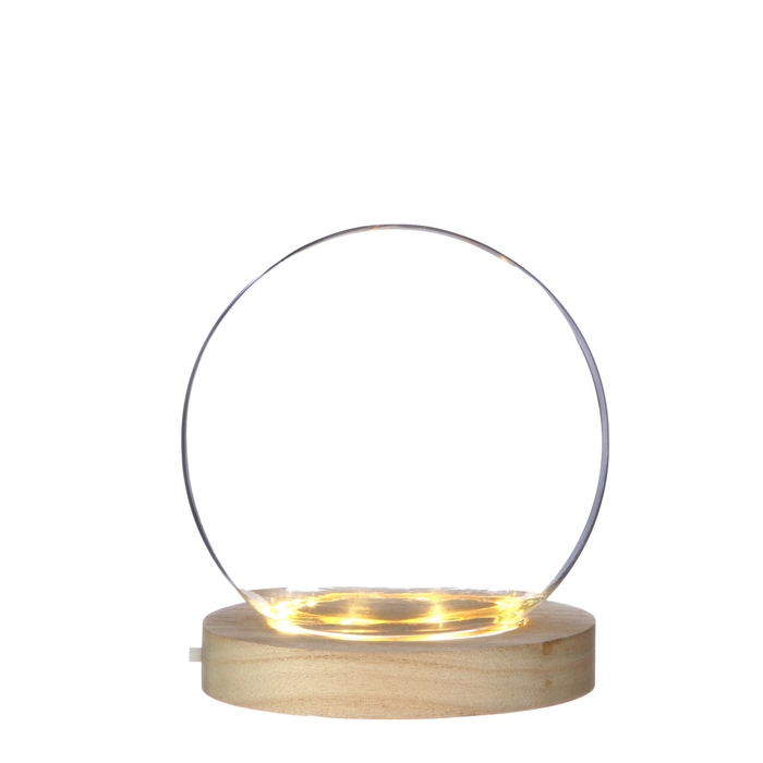 <h4>Glas LED Stolp+hout d13*12cm</h4>