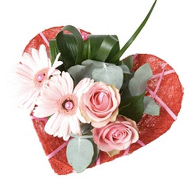 <h4>Bouquet holder sisal heart Ø25cm Deco-line red</h4>