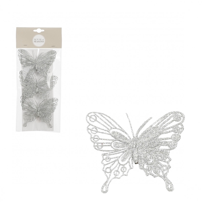 <h4>Kerst Deco vlinder/clip 8cm x3</h4>