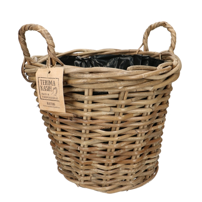 <h4>Baskets Eco Rattan pot+handle d30*27cm</h4>